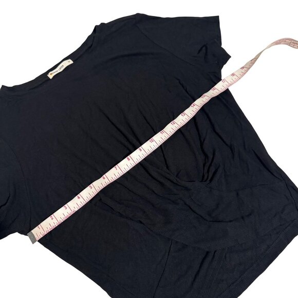 Marine Layer Black Twisted Front Short Sleeve Top Womens sz Medium Modal Blend - Picture 5 of 11